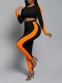 Slaydiva 雙色短款T恤和緊身打底褲 - 彩色 - 查看 3