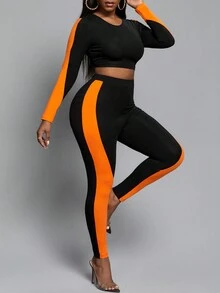 Slaydiva 雙色短款T恤和緊身打底褲 - 彩色 - 查看 4