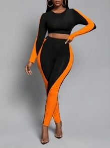 Slaydiva 雙色短款T恤和緊身打底褲 - 彩色 - 查看 5