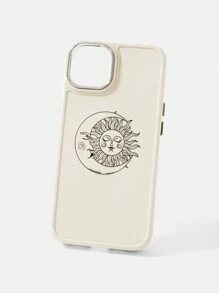 lissil 1 pieza Funda de teléfono de TPU con diseño de sol y luna, estilo artístico para chica, ideal para vacaciones, compatible con iPhone - Blanco - Ver 2