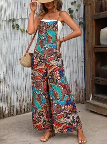 Breezaya Allover Print Wide Leg Cami Jumpsuit - Multicolor - View 4