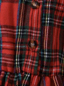 SHEIN 女嬰格子呢圖案連衣裙&前蝴蝶結夾克 - 彩色 - 查看 7