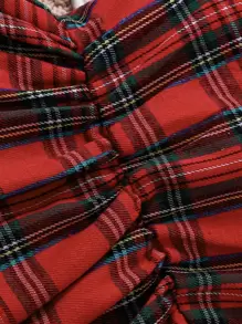 SHEIN 女嬰格子呢圖案連衣裙&前蝴蝶結夾克 - 彩色 - 查看 8