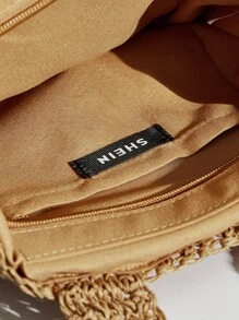 SHEIN VCAY Túi Rơm Họa Tiết Hoa Kỳ Nghỉ - Lạc đà - Xem 5