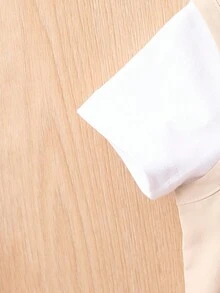 男嬰字母補丁細節翻蓋口袋夾克背心不帶T恤 - 杏色 - 查看 6