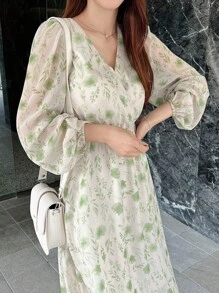 DAZY 印花燈籠袖連衣裙