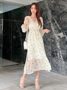 DAZY 印花燈籠袖連衣裙