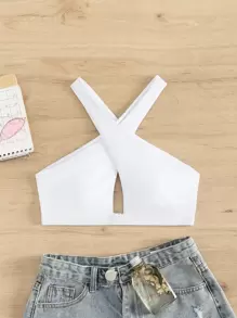 SHEIN Swim 鏤空交叉圍裹比基尼泳裝上衣