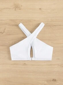 SHEIN Swim 鏤空交叉圍裹比基尼泳裝上衣