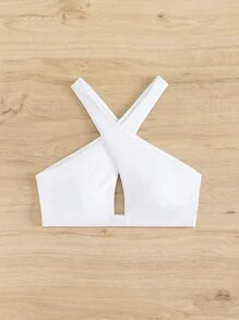 SHEIN Swim 鏤空交叉圍裹比基尼泳裝上衣