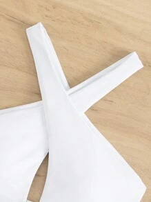 SHEIN Swim 鏤空交叉圍裹比基尼泳裝上衣