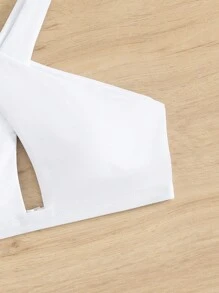 SHEIN Swim 鏤空交叉圍裹比基尼泳裝上衣