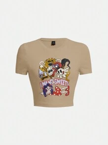 Zhihan Wang Áo thun nữ Hoạt hình Slogan Giải trí - Lạc đà - Xem 1