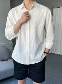 DAZY Men Solid Button Up Shirt - White - View 4