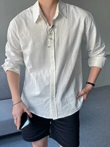 DAZY Men Solid Button Up Shirt - White - View 5