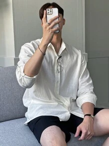 DAZY Men Solid Button Up Shirt - White - View 6