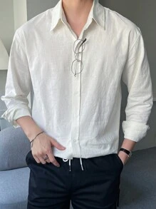 DAZY Men Solid Button Up Shirt - White - View 8