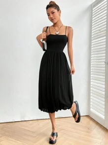 SHEIN EZwear Đầm màu trơn Giải trí - Màu xám đen - Xem 6