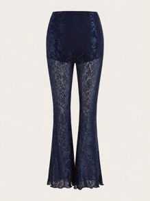 ROMWE PUNK Quần nữ màu trơn Thanh lịch - Màu xanh hải quân - Xem 2