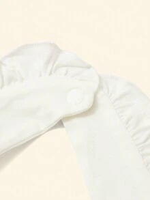 Cozy Pixies Baby Bow Decor Ruffle Trim Vải Yếm - trắng - Xem 3