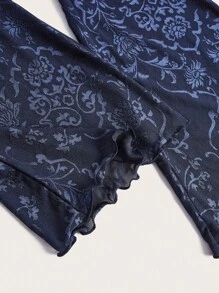 ROMWE PUNK Quần nữ màu trơn Thanh lịch - Màu xanh hải quân - Xem 4