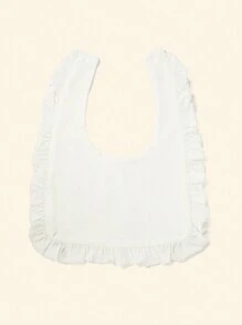 Cozy Pixies Baby Bow Decor Ruffle Trim Vải Yếm - trắng - Xem 6