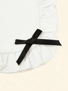 Cozy Pixies Baby Bow Decor Ruffle Trim Vải Yếm - trắng - Xem 7