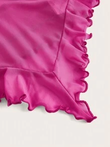 SHEIN ICON Áo khoác và áo lót dành cho xe tăng nữ Bất đối xứng Nơ Bướm màu trơn Giải trí - Màu Hồng Tươi - Xem 3