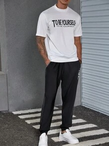 Manfinity LEGND Bộ hai mảnh Nam Dây kéo Túi Lá thư Giải trí - Đen và trắng - Xem 5