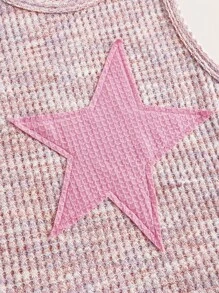 SHEIN ICON 星星補丁貼背心上衣 - 藕粉色 - 查看 4