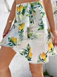 SHEIN Unity Váy nữ Viên lá sen Rau quả Tất cả trên in Boho - Màu vàng - Xem 4