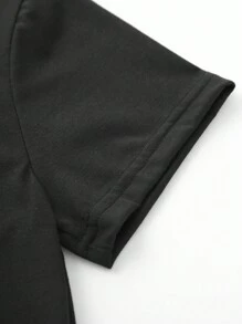 1pc Bear And Letter Graphic Tee - Black - View 7