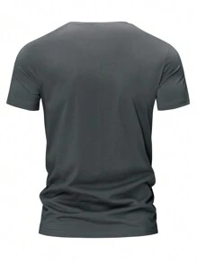 Men Mountain & Letter Graphic Tee - Dark Grey - View 2