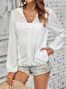 Chiquease 素色拉鏈開襟連帽夾克 - 白色 - 查看 3