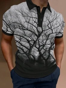 Manfinity Roughcore Áo thun có cổ Nam Nút Nút phía trước Thực vật Giải trí - Nhiều màu - Xem 1