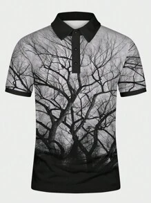 Manfinity Roughcore Áo thun có cổ Nam Nút Nút phía trước Thực vật Giải trí - Nhiều màu - Xem 3