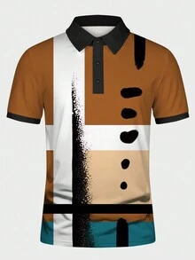 Manfinity LEGND Áo thun có cổ Nam Nút Khối Màu Giải trí - Nhiều màu - Xem 4