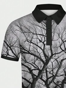 Manfinity Roughcore Áo thun có cổ Nam Nút Nút phía trước Thực vật Giải trí - Nhiều màu - Xem 4