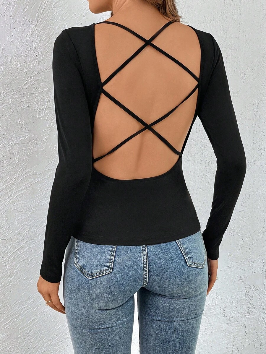 SHEIN Essnce T-shirt Dos-Nu Croisé