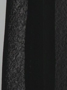 SHEIN BAE Rhinestone Detail Mesh Flare Leg Trousers - Black - View 6