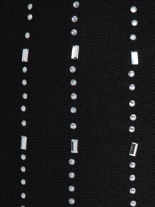 SHEIN BAE Rhinestone Detail Mesh Flare Leg Trousers - Black - View 7