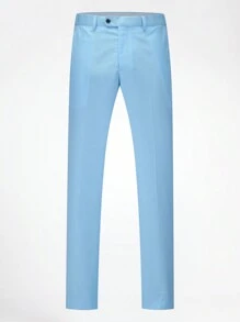 CLOUDSTYLE Men Contrast Panel Shawl Collar Blazer & Trousers - Baby Blue - View 7