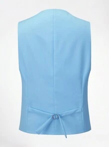 CLOUDSTYLE Men Contrast Panel Shawl Collar Blazer & Trousers - Baby Blue - View 11