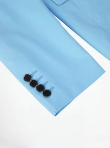 CLOUDSTYLE Men Contrast Panel Shawl Collar Blazer & Trousers - Baby Blue - View 12