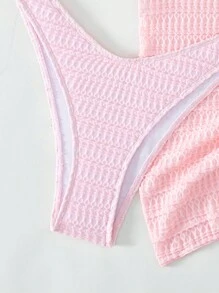 掛脖三角杯比基尼泳裝附沙灘裙 - 淺粉色 - 查看 3