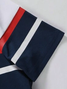 Manfinity Homme Men Plus Horse Print Colourblock Polo Shirt - Navy Blue - View 5