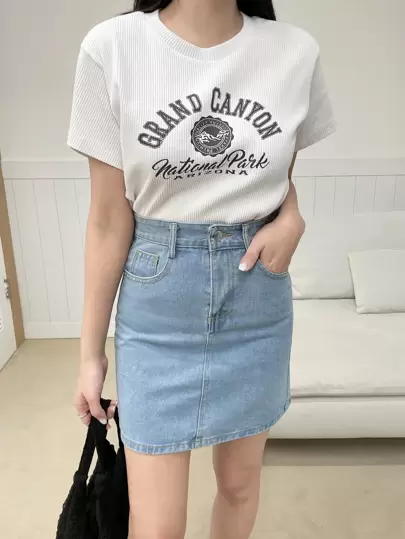 DAZY 高腰斜口袋牛仔裙牛仔裙