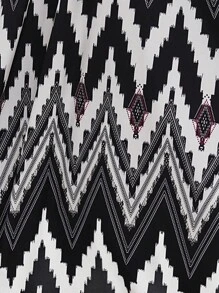 SHEIN VCAY Váy nữ In chữ V Giải trí - Đen và trắng - Xem 4
