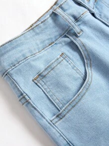 Manfinity Roughcore Men Cotton Letter Graphic Ripped Jeans Men's Ripped Jeans - Light Wash - View 3