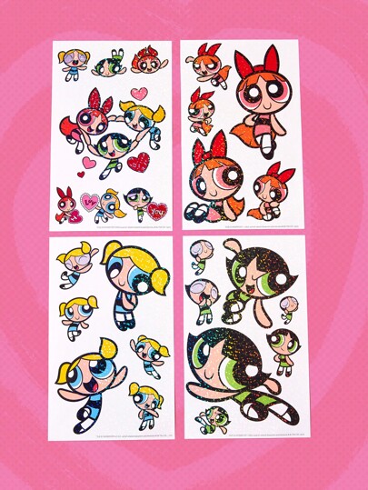 The Powerpuff Girls | ROMWE 4pcs Cartoon Graphic Sticker, School